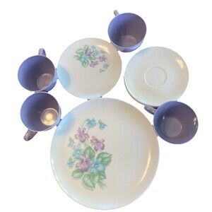 Royalon Melmac Purple Set of 13 Coffee Cups Small Plates Dinner Plate Vintage